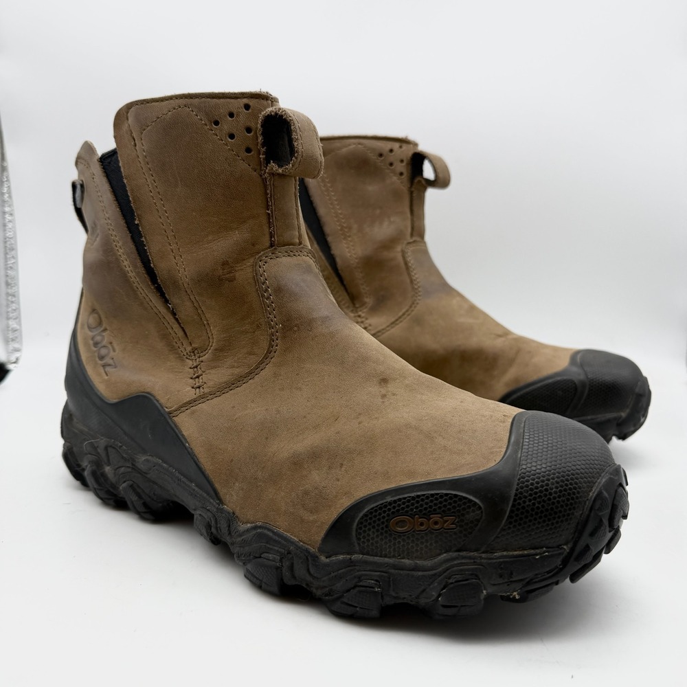 Oboz Men's Waterproof Insulated Slip-On Leather Chelsea Boots Brown/Black 9
